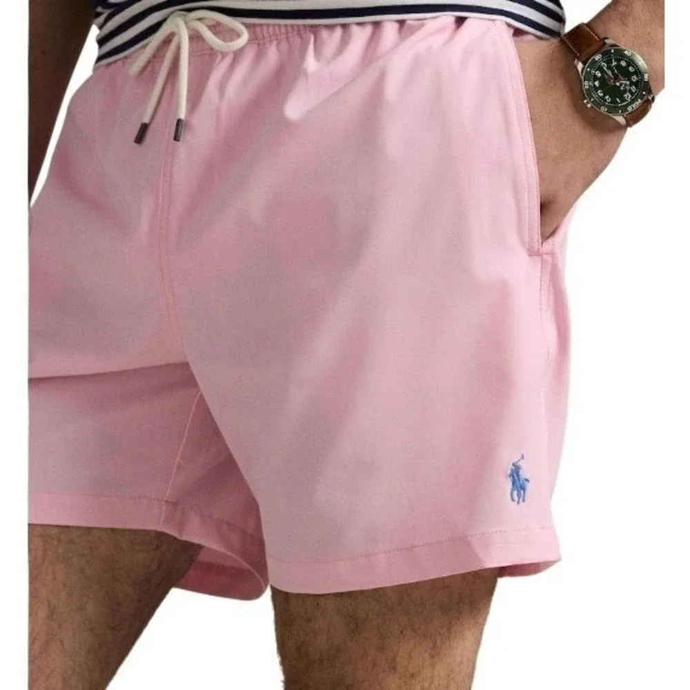 Polo Ralph Lauren Mens 2XLB Pastel Pink Swim Trunks Board Shorts Blue Pony NWT